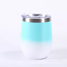 Powder Coast Mix Colors 12oz Egg Shape Coffee 304 Stainless Steel  Mug For Men Women or Family Party Use